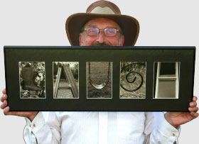 David Matthews with one of his photographic words, Laugh